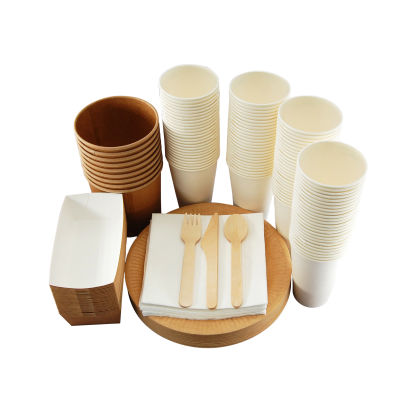 1 Stück Bio Party Set L, Pappteller, Holzbesteck, Servietten, Pappbecher, Snackschale, Suppenbecher 1 Stück Bio Party Set L, Pappteller, Holzbesteck, Servietten, Pappbecher, Snackschale, Suppenbecher