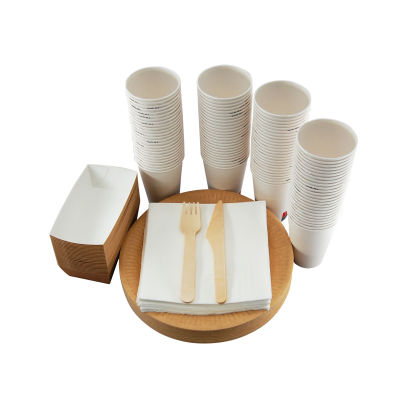 1 Stück Bio Party Set M, Pappteller, Holzbesteck, Servietten, Pappbecher, Snackschale 1 Stück Bio Party Set M, Pappteller, Holzbesteck, Servietten, Pappbecher, Snackschale