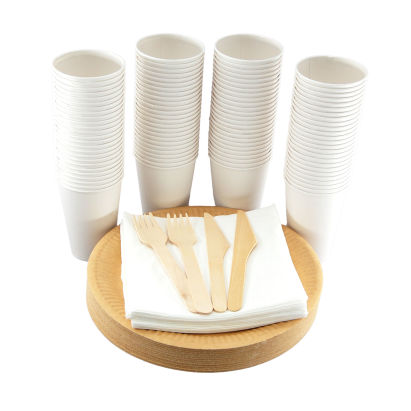1 Stück Bio Party Set S, Pappteller, Holzbesteck, Servietten, Pappbecher 1 Stück Bio Party Set S, Pappteller, Holzbesteck, Servietten, Pappbecher