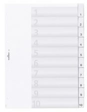 1 Stück DURABLE Kunstoff-Register, A4, 10-teilig, transparent, 10er Taben (6821-19)