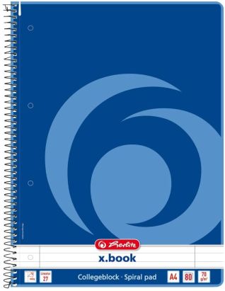 1 Stück herlitz Collegeblock x.book, DIN A4, 80 Blatt, liniert 1 Stück herlitz Collegeblock x.book, DIN A4, 80 Blatt, liniert