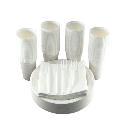 1 Stück Party Set S, Pappteller, Mehrweg-Besteck, Becher, Servietten 1 Stück Party Set S, Pappteller, Mehrweg-Besteck, Becher, Servietten