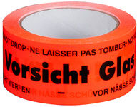 1 Stück Signalklebeband rot, 66m x 50mm, Vorsicht Glas 1 Stück Signalklebeband rot, 66m x 50mm, Vorsicht Glas