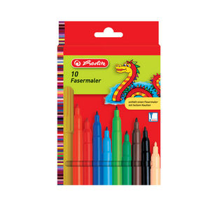 10 Stück Herlitz Fasermaler farbig sortiert, 10er Etui 10 Stück Herlitz Fasermaler farbig sortiert, 10er Etui