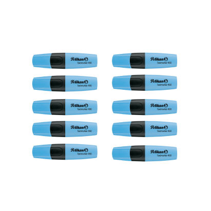 10 Stück Pelikan Textmarker 490, Strichstärke 1,0 - 5,0mm, leuchtblau