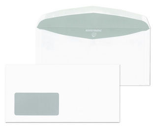 1000 Stück Briefumschläge DIN lang (C6/5), weiß, mit Fenster, nassklebend, 75 g/qm