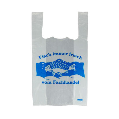 1000 Stück MP-PE Hemdchentragetasche, Plastiktüte, Shopper, Fisch Fachhandel, 280x140x480mm, geblockt (inkl. EWKF Gebühr)