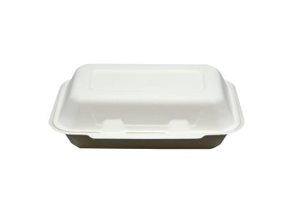 125 Stück Bio Bagasse Warmhalte- Menüboxen, Snackboxen HP3/IP10, 232x156xmm, weiß