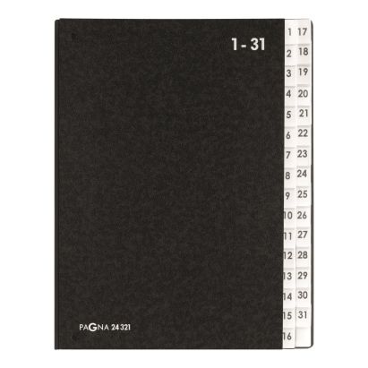 1 Stück PAGNA Pultordner, DIN A4, 31 Fächer, 1 - 31, schwarz (24321-04) 1 Stück PAGNA Pultordner, DIN A4, 31 Fächer, 1 - 31, schwarz (24321-04)