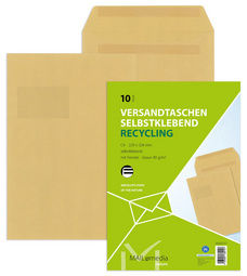 50 Stück MAILmedia Versandtaschen C4, mit Fenster, selbstklebend, 90 g/qm, braun