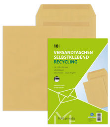 10 Stück MAILmedia Versandtaschen B4, ohne Fenster, selbstklebend, 110 g/qm, braun