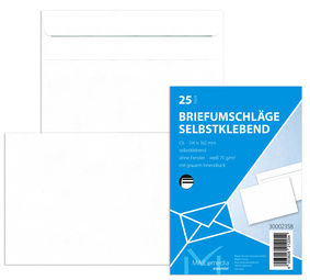 25 Stück MAILmedia Briefumschläge C6, ohne Fenster, selbstklebend, 72 g/qm, weiß