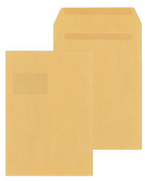250 Stück Briefumschläge, Versandtaschen C4, braun, mit Fenster, selbstklebend, 90 g/qm