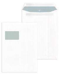 250 Stück Briefumschläge, Versandtaschen C4, weiß, mit Fenster, selbstklebend, 100 g/qm