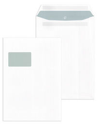  250 Stück Briefumschläge, Versandtaschen C4, weiß, mit Fenster, selbstklebend, 100 g/qm