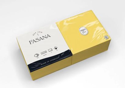 250 Stück FASANA Papier Servietten 2-lagig, 40x40cm, 1/4 Falz, sun yellow, gelb