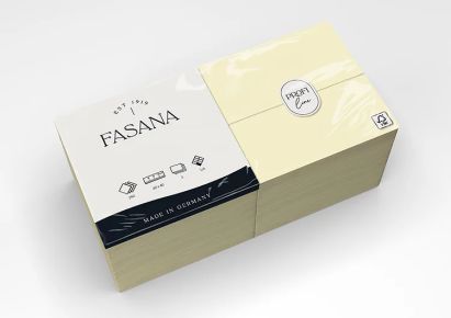250 Stück FASANA Papier Servietten 3-lagig, 40x40cm, 1/8 Falz, buttercream, creme-beige 250 Stück FASANA Papier Servietten 3-lagig, 40x40cm, 1/8 Falz, buttercream, creme-beige