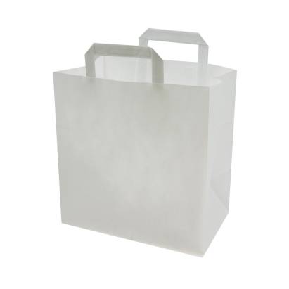 250 Stück Papiertragetaschen 26+12x35cm, 80gr. mit Griff, weiß