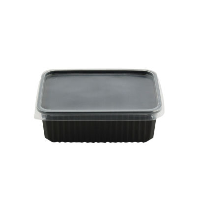 300 Stück Unischale PP, 1000ml, 180x133mm, Mehrweg, schwarz mit Deckel 300 Stück Unischale PP, 1000ml, 180x133mm, Mehrweg, schwarz mit Deckel