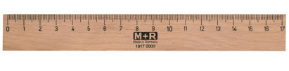1 Stück M+R Holzlineal, 200mm, aus Buche, mit Metalleinlage, hellbraun
