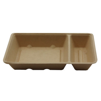 600 Stück Bagasse Imbiss- Snackschale A20 (A14+1), (390+135ml), 2-geteilt, 205x118x34mm, Natur