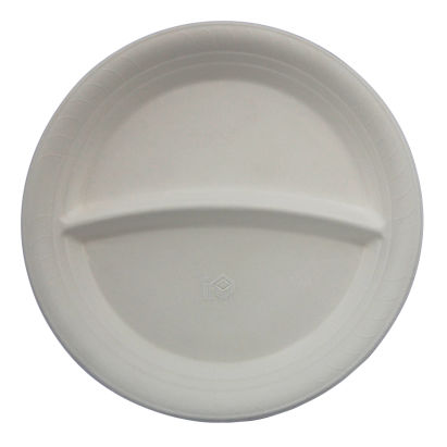 100 Stück Bio Bagasse Menüteller, Ø26cm, 2-geteilt, weiß 100 Stück Bio Bagasse Menüteller, Ø26cm, 2-geteilt, weiß