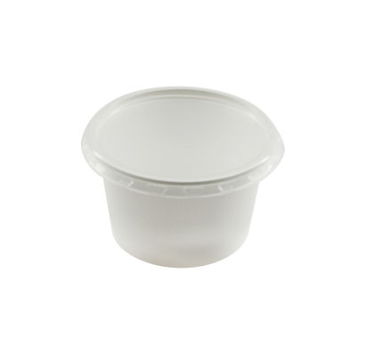 500 Stück Saucen- Dressingbecher Verpackungsbecher PP, 100ml, weiß, rund, mit Deckel