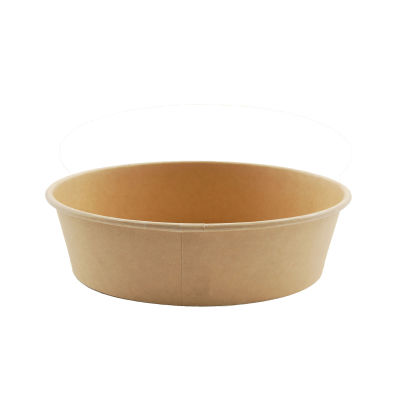 50 Stück Bio Kraft- Bowl, Salatschale 1100ml, Ø185mm, braun, Kraftpapier, mit Deckel