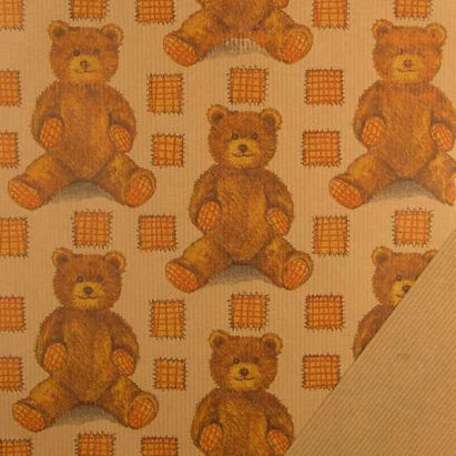 1 Rolle Geschenk- Kraftpapier 783030, Teddybär, 250m, 70cm