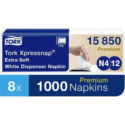 8000 Stück TORK 15850 Spenderservietten N4, Xpressnap, 1/2 Falz, 2-lagig, weiß