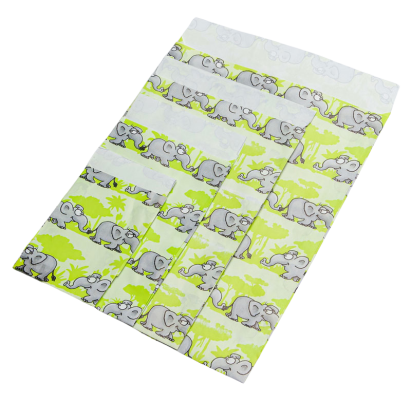 Papier Flachbeutel 88480F, Kraftpapier, Elefanten grün, 70g/m²