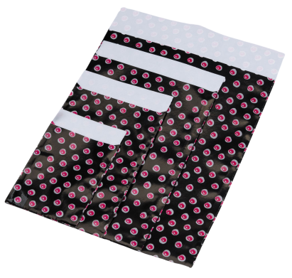 Papier Flachbeutel 89400F, Kraftpapier, bonbon schwarz-pink, 60g/m²