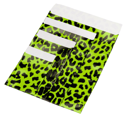 Papier Flachbeutel 89412F, Kraftpapier, Leo grün-schwarz, 70g/m²