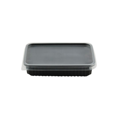 300 Stück Unischale PP, 500ml, 180x133mm, Mehrweg, schwarz mit Deckel 300 Stück Unischale PP, 500ml, 180x133mm, Mehrweg, schwarz mit Deckel