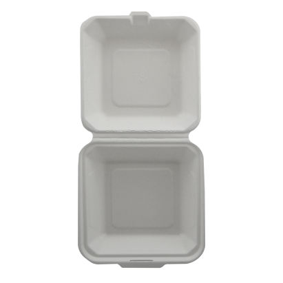 100 Stück Bio Bagasse Warmhalte- Hamburger Boxen IP6 XL, 172x188x83mm, weiß