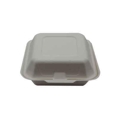 100 Stück Bio Bagasse Warmhalte- Hamburger Boxen IP6 XL, 172x188x83mm, weiß