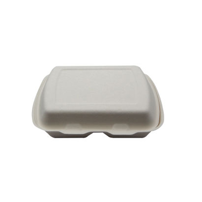 200 Stück Bio Bagasse Warmhalte- Menüboxen 3-geteilt, 244x208x70mm, weiß, IP