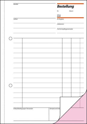 1 Stück Sigel Formularbuch BE 525 Bestellung, A5, 2 x 50 Blatt