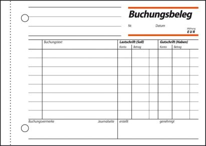 1 Stück Sigel Formularbuch BU 615 Buchungsbeleg, A6 quer, 50 Blatt