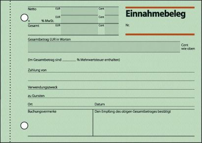 1 Stück Sigel Formularbuch EB 615 Einnahmebeleg, A6 quer, 50 Blatt