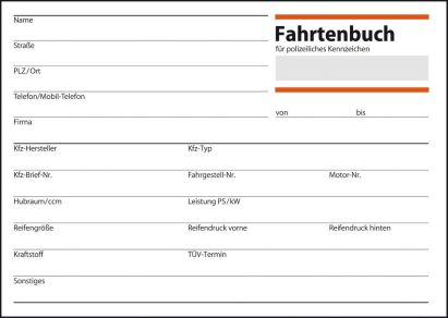 1 Stück Sigel Formularbuch FA 614 Fahrtenbuch Pkw, A6 quer, 44 Blatt