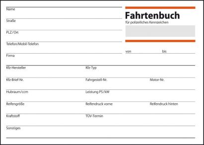 1 Stück Sigel Formularbuch FA 614 Fahrtenbuch Pkw, A6 quer, 44 Blatt