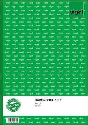 1 Stück Sigel Formularbuch IN 415 Inventurbuch, A4, 50 Blatt