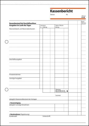 1 Stück Sigel Formularbuch KA 515 Kassenbericht, A5, 50 Blatt