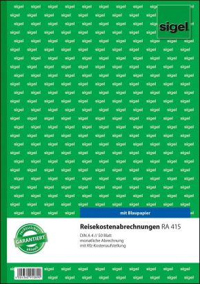 1 Stück Sigel Formularbuch RA 415 Reisekostenabrechnung, A4, 50 Blatt