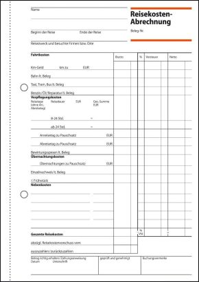 1 Stück Sigel Formularbuch RA 515 Reisekostenabrechnung, A5, 50 Blatt