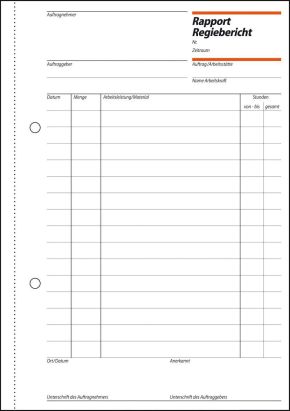 1 Stück Sigel Formularbuch RP 510 Rapport/Regiebericht, A5, 100 Blatt