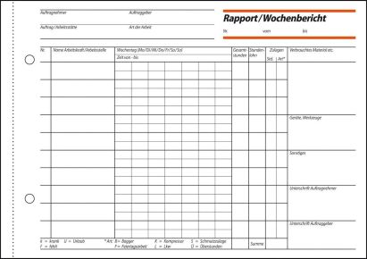 1 Stück Sigel Formularbuch RP 517 Rapport/Wochenbericht, A5 quer