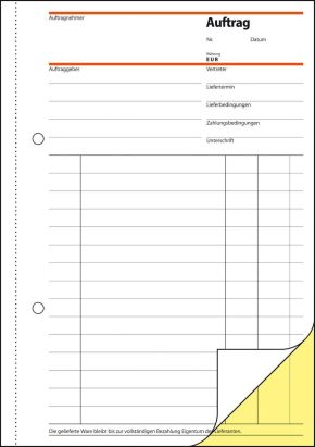 1 Stück Sigel Formularbuch SD 001 Auftrag, A5, 2 x 40 Blatt, SD