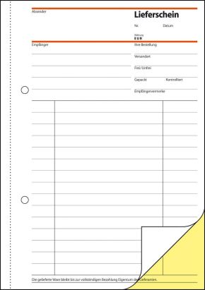 1 Stück Sigel Formularbuch SD 011 Lieferschein mit Empfangsschein, A5, SD